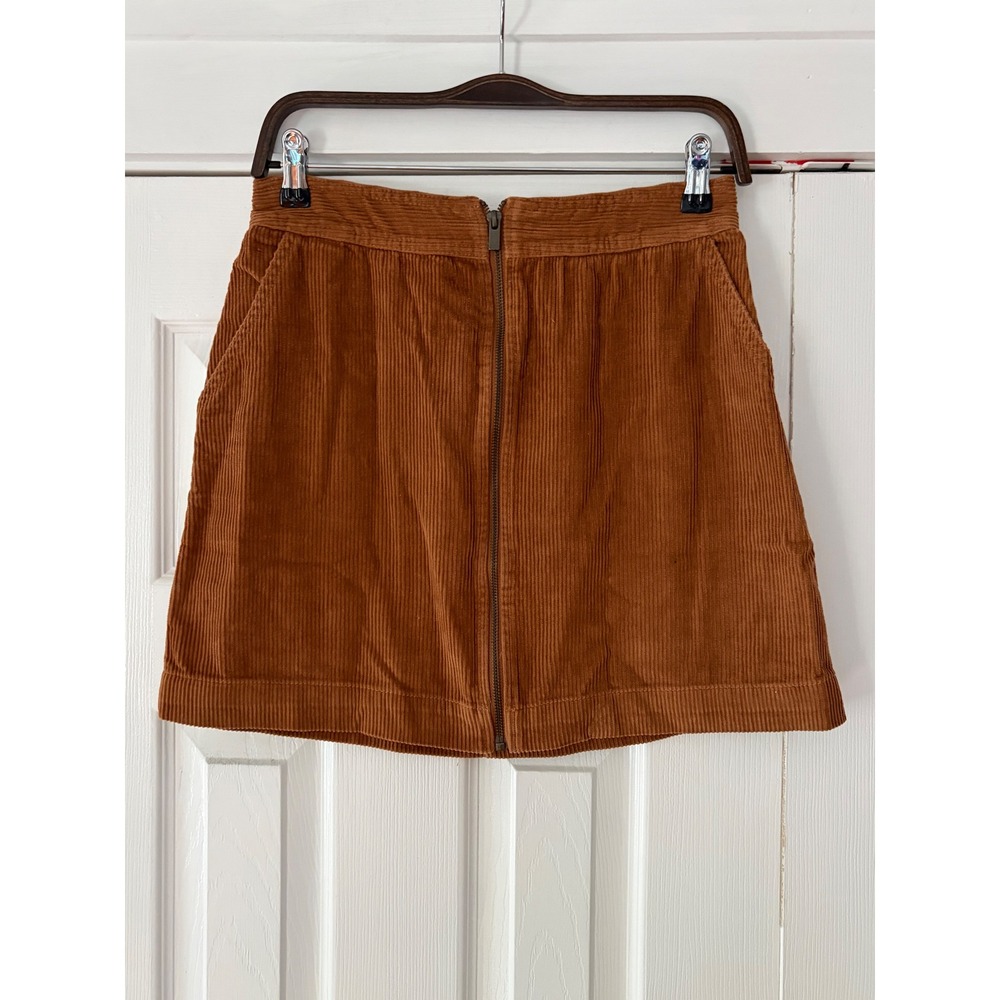 Gap‎ Womens Brown Corduroy Mini Skirt Front Zip A-Line Rust Size 6